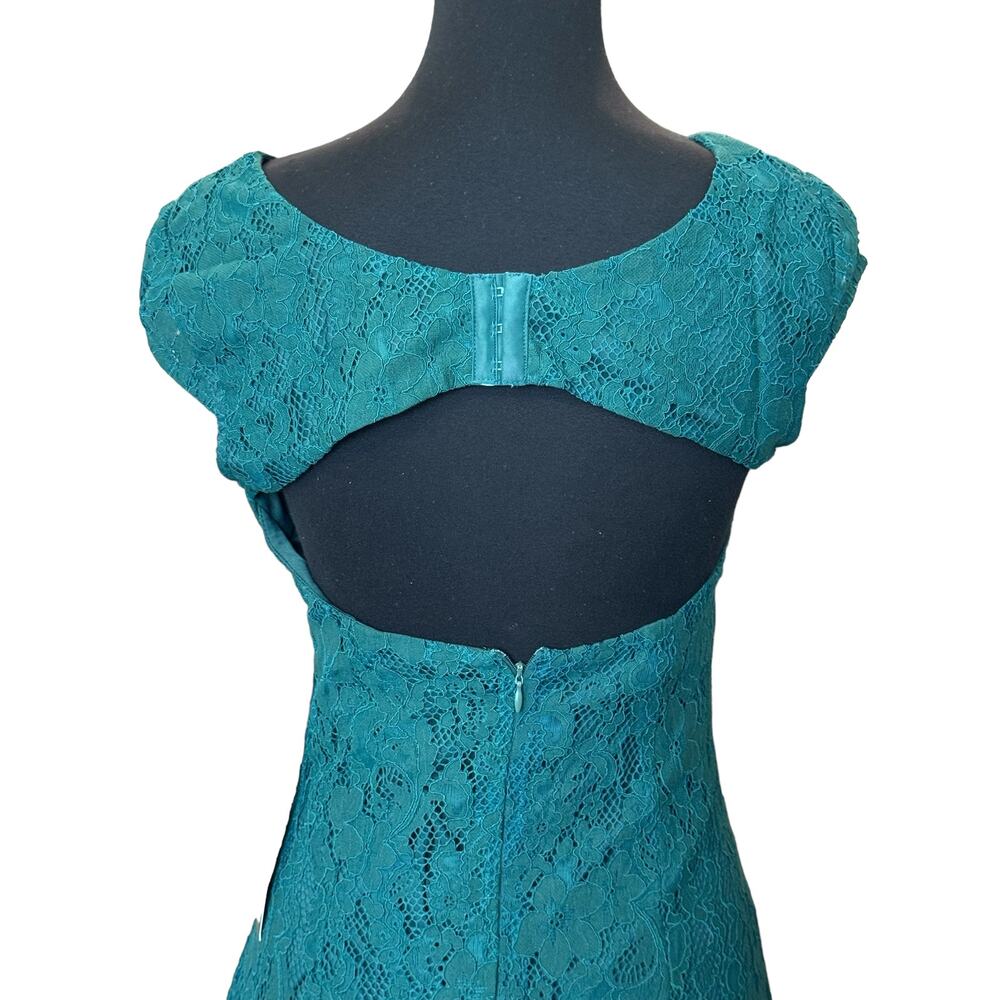 New ~ LULU'S ~ Cascading Dreams Emerald Green Lace Maxi Dress Small - Picture 5 of 9